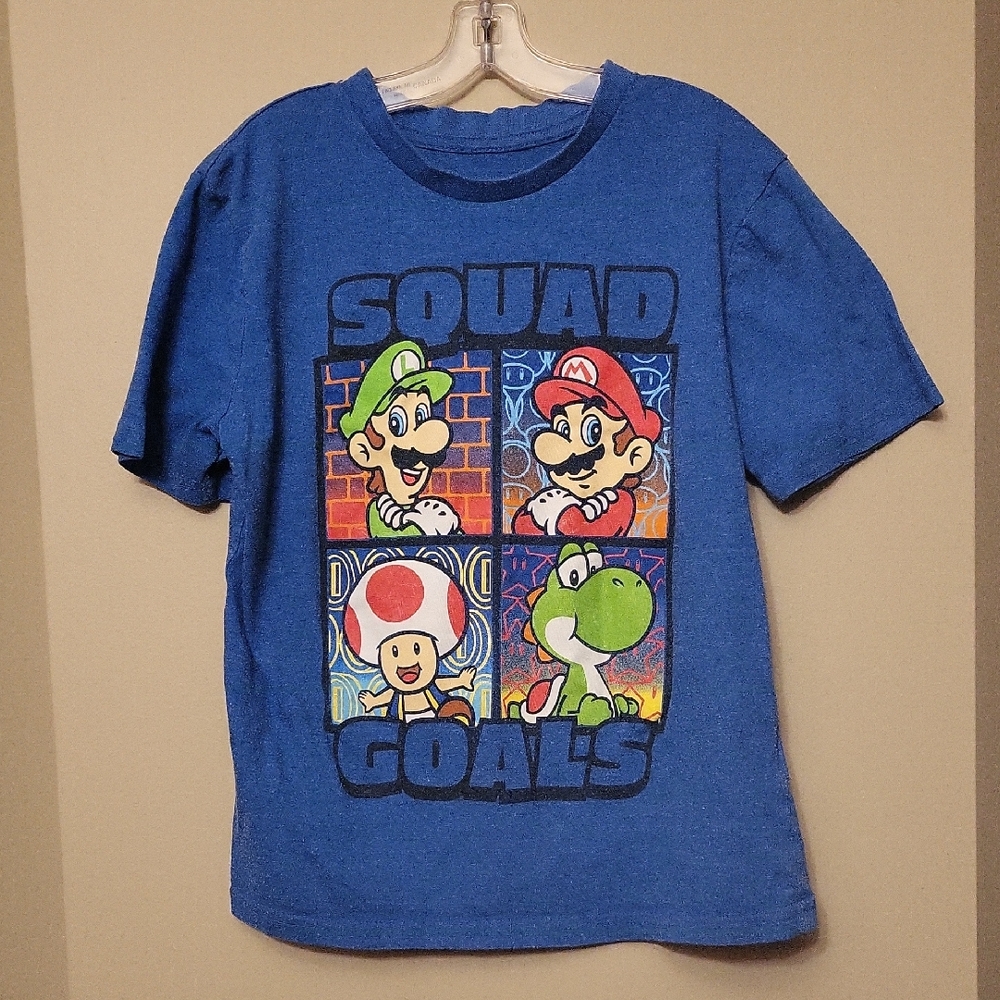 Nintendo Super Mario blue 'Squad Goals' tee shirt